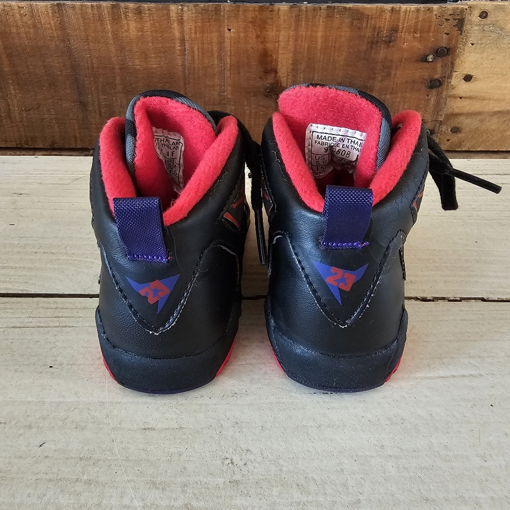 Vintage 1992 Nike Baby Air Jordans VII black/tru red colorway in size 5.5 - Picture 4 of 14
